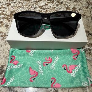 Goodr Black Sunglasses with Flamingo Pouch
